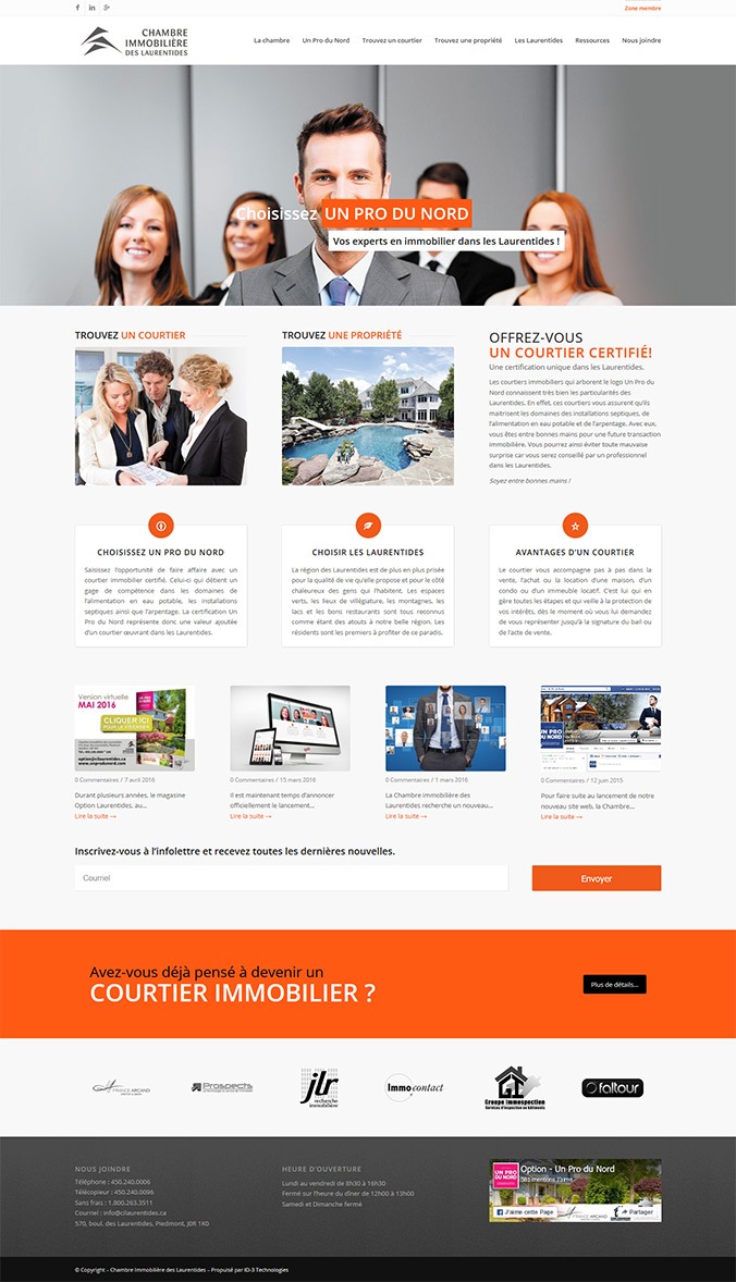 site web Chambre-immobilière-des-Laurentides par ID-3 Technologies